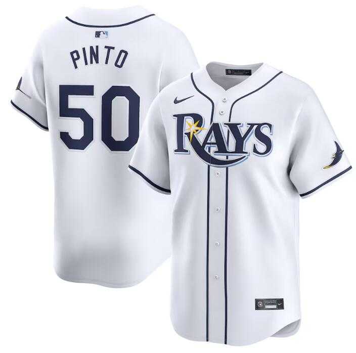 Men's Tampa Bay Rays #50 Rene Pinto White Home Limited Stitched Baseball Jersey Dzhi